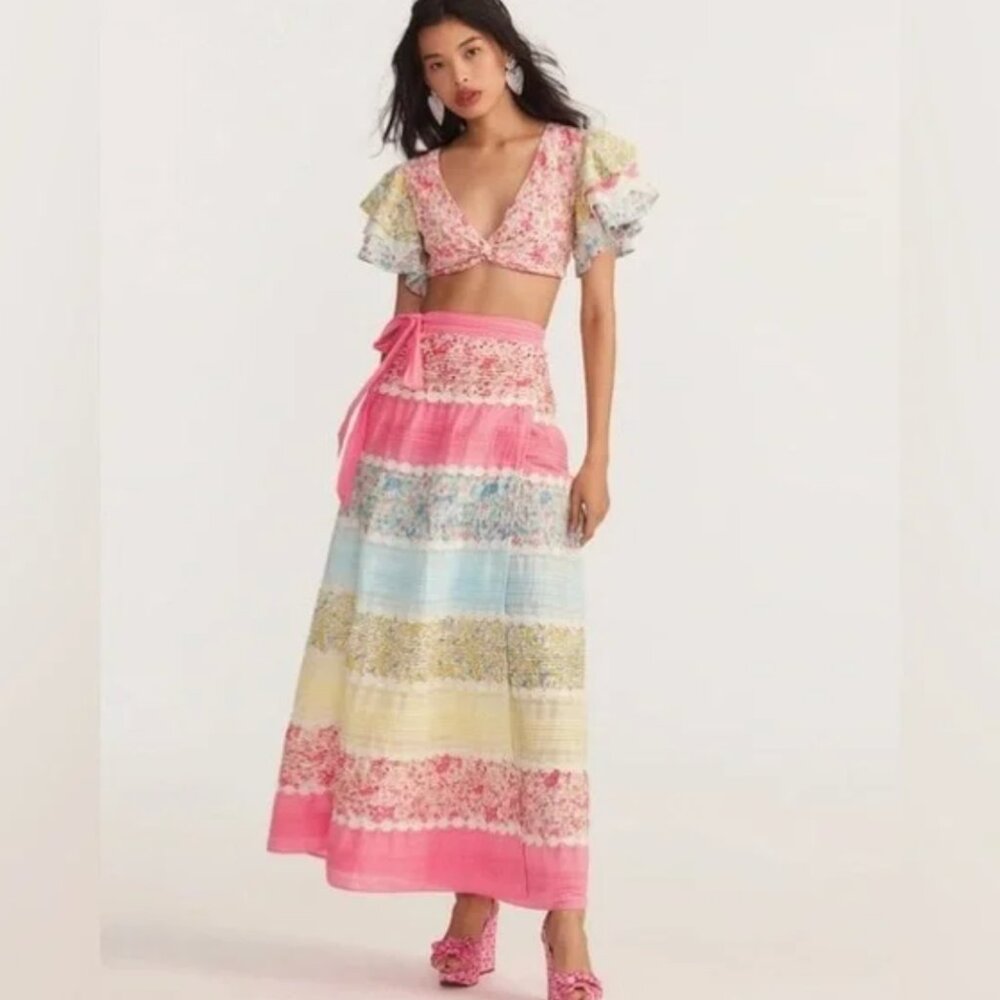 LoveShackFancy Makia floral wrap skirt